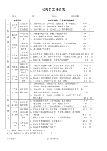 优秀员工评价表