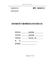 浅析高校男子篮球跳投技术的训练方法