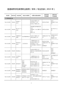 普通高等学校高等职业教育(专科)专业目录1(2015年)