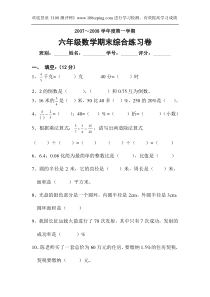 测评网小学六年级数学2008上册期末综合练习卷