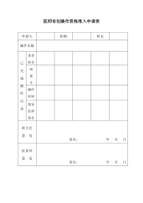 有创高危操作准入表