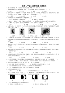 浙教版科学七年级(上)期末复习试卷5