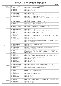 海丰电大2011年下半年期末考试时间安排表