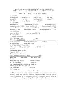 最新人教版(PEP)小学英语六年级上册复习资料