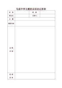 马庙中学主题班会活动记录表