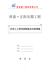 农民工工资发放制度及应急预案