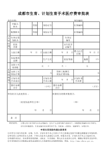 成都市生育、计划生育手术医疗费审批表