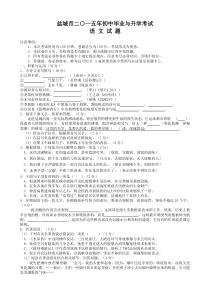 江苏省盐城市2015年中考语文试题(word含答案)