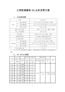 江西联通最新3G业务资费方案