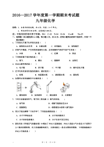 2015—2016学年度第一学期九年级化学期末考试题(含答案)课案