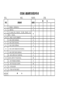 住院病人健康教育质量评价表