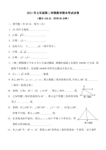 沪教版七年级下册数学试题期末测试