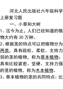 河北人民六年级科学上册复习题