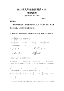 河南省南阳市书院中学2013—2014学年度九年级阶段测试数学试卷