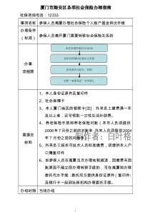 厦门社会保险各项业务办理指南办事须知