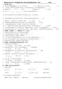 桐梓县2014年六年级数学毕业考试及质量检测试卷得分