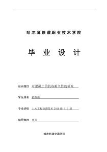 毕业论文《混凝土抗冻耐久性研究》.土木工程检测班.霍英亮