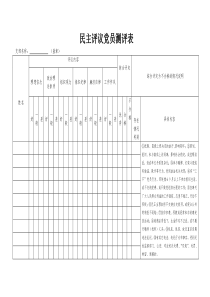 民主评议党员测评表(样张)