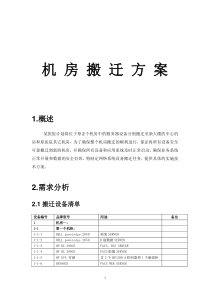 机房搬迁改造方案计划方案及实施