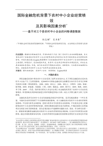 国际金融危机背景下农村中小企业经营绩效