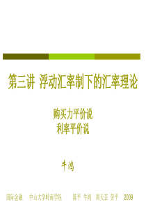 国际金融第三讲浮动汇率制度下的汇率理论