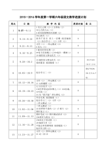 教学计划2015—2016学年上学期六年级语文教学进度安排