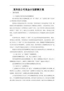 某科技公司现金计划薪酬方案