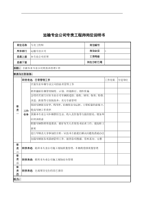 运输专业公司专责工程师岗位说明书