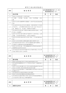 新员工安全培训检查卡