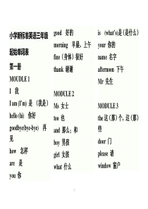 新小学新标准英语三年级起始单词表