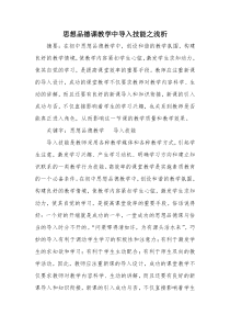 思想政治课教学中导入技能之浅析