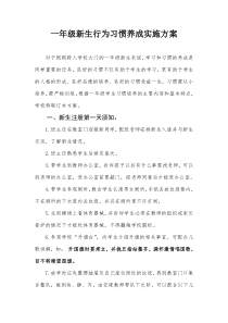 一年级新生行为习惯养成教育实施方案