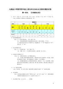 人教版小学数学四年级上册各单元知识点归纳