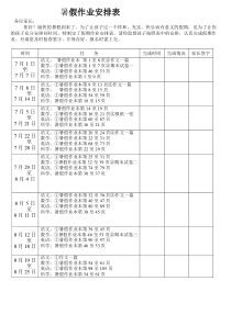 寒假作业安排表