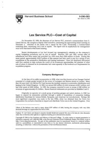 HBS-9-296-003-Lex-Service-PLC-Cost-Of-Capital