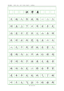 2018年新人教版语文一年级上册识字表+写字表注音练习
