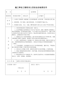 施工单位工程有关人员安全目标责任书