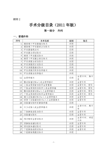 手术分级目录(2011年版)