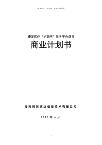 康复医疗“护联网”平台商业计划书