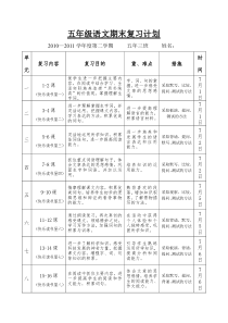 教科版小学语文五年下册复习计划复习教案