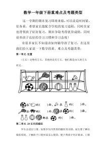 数学一年级下册重难点及考题类型