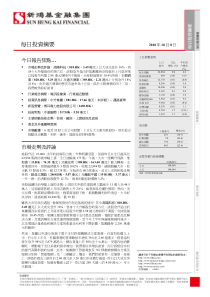 新鸿基金融集团-每日投资摘要-101008