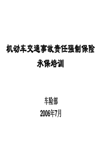 机动车交通事故责任强制保险(交强险)承保实务--内部培训资料