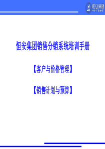 恒安集团销售分销系统培训手册