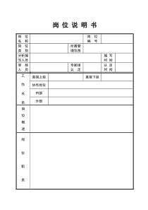 岗位说明书格式表