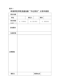 岭南师范学院党建创新“书记项目”立项申请表