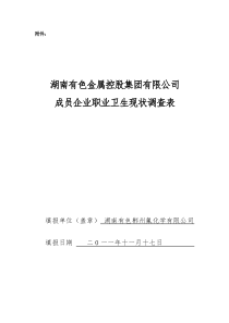 成员企业职业卫生现状调查表