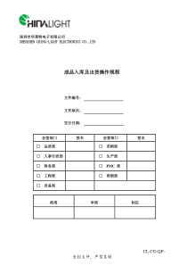 成品入库及出货操作规程