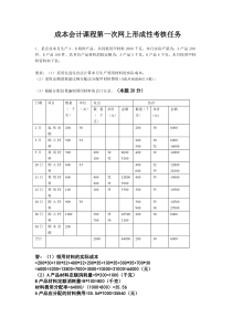 成本会计课程形成性考核任务-第1次网上