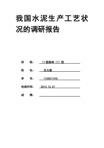 我国水泥生产工艺状况的调研报告